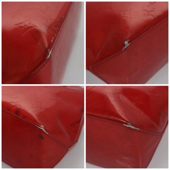LOUIS VUITTON Monogram Vernis Reade PM Hand Bag Red Rouge M91088 LV Auth 104158 - Picture 15 of 16